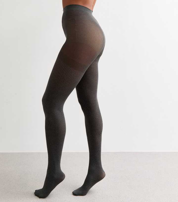 Single Pack of Dark Grey Ribbed Tights