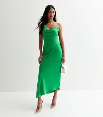 Gini London Green Cowl Neck Midi Dress New Look