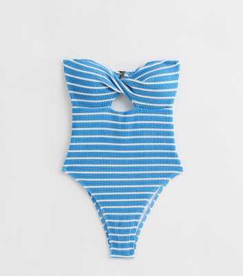 Gini London Blue Striped Textured Swimsuit 
