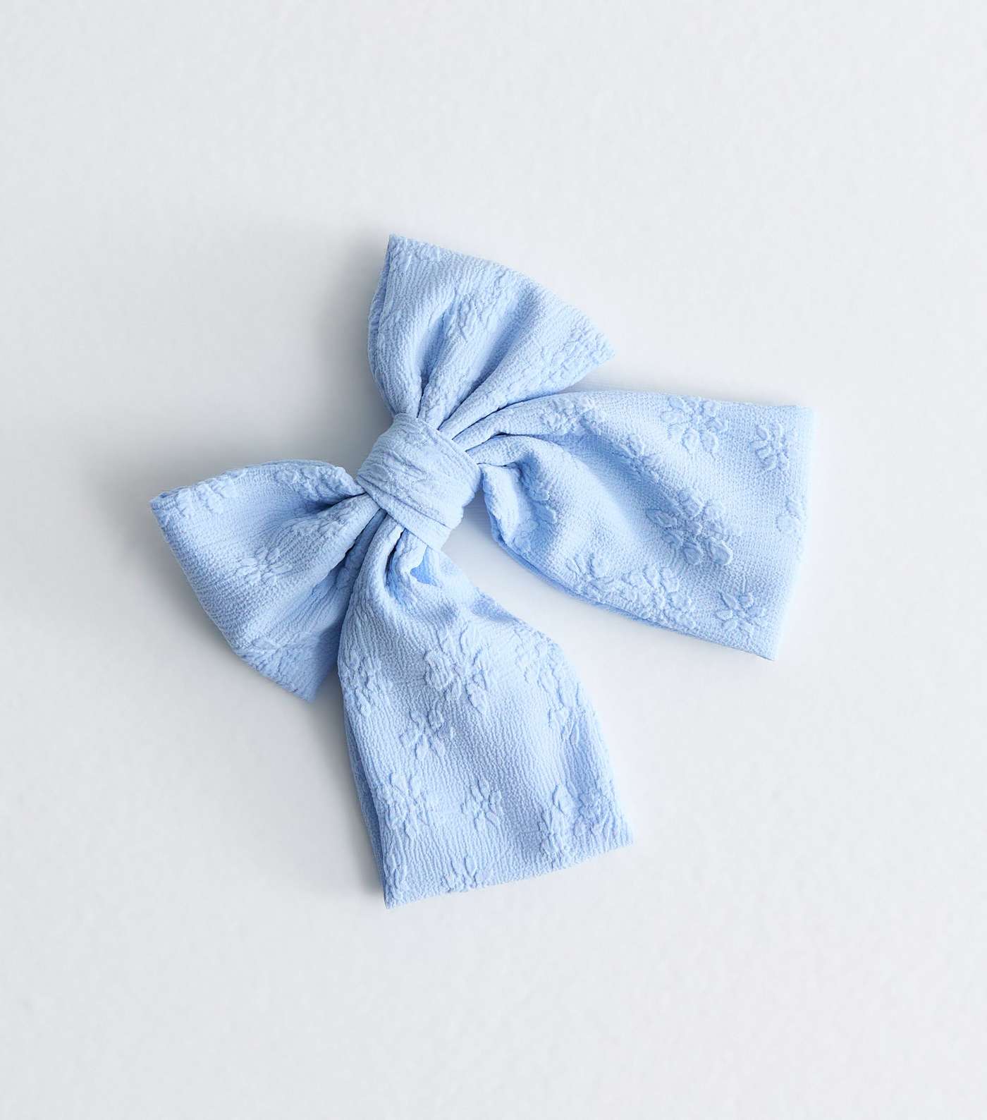Pale Blue Textured Bow Hair Slide Image 2