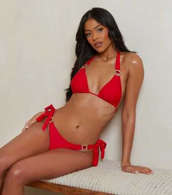 Moda Minx Red Triangle Bikini Top