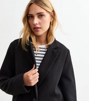 Black Tailored Single Button Coat New Look