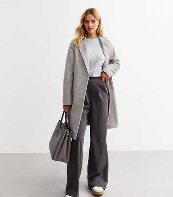 Grey Tailored Single Button Coat