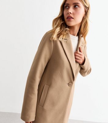 Camel Tailored Single Button Coat New Look