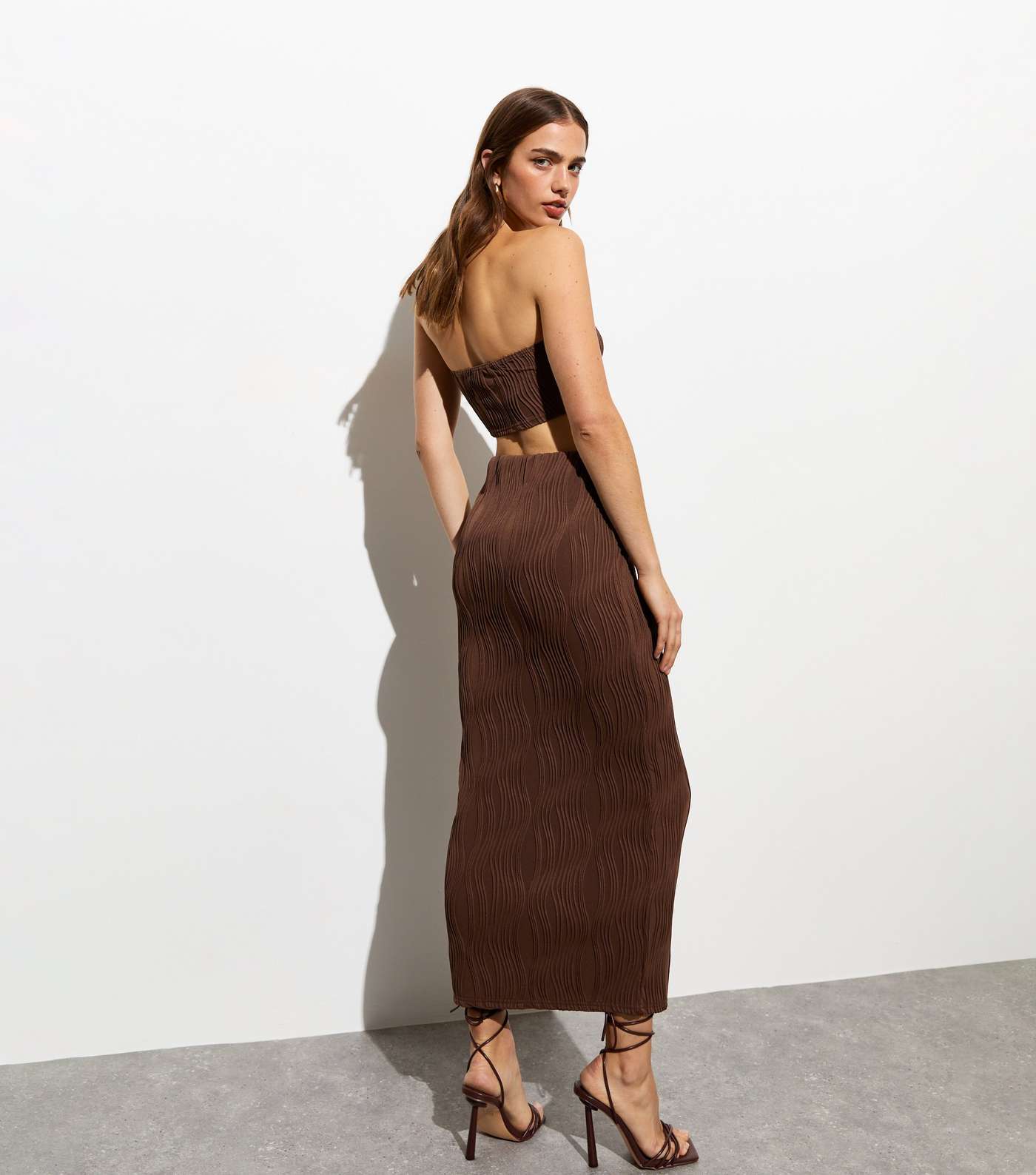 Dark Brown Ripple Midi Skirt Image 4