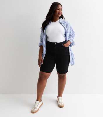 Curves Black Cotton-Blend Jorts