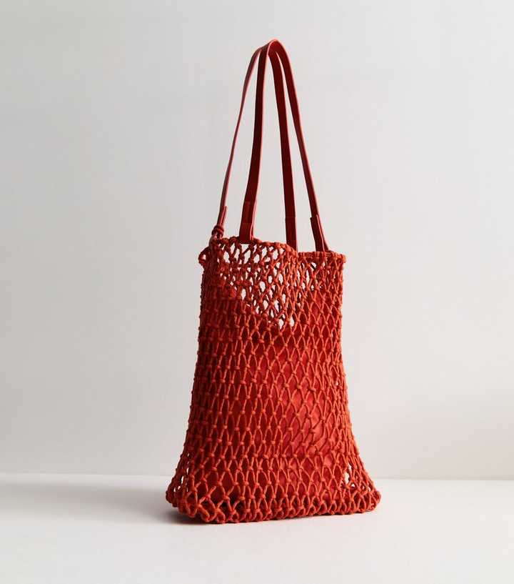 Rust Crochet Tote Bag