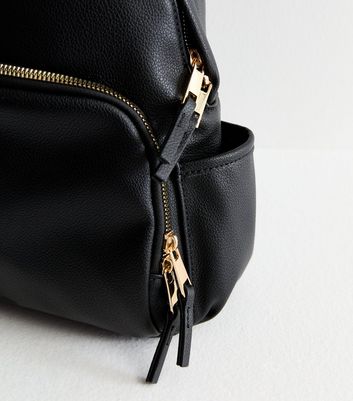 Black leather handbag backpack online