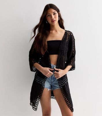 Gini London Black Embroidered Cardigan