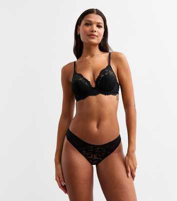 Black Floral-Lace Brazilian Briefs