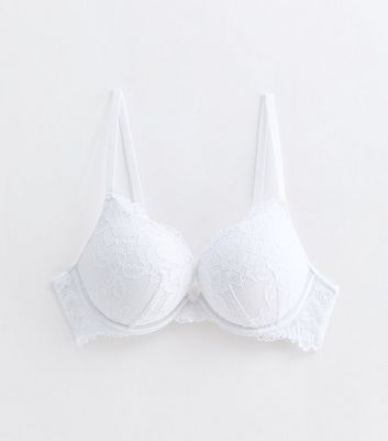 White Lace Boost Bra New Look