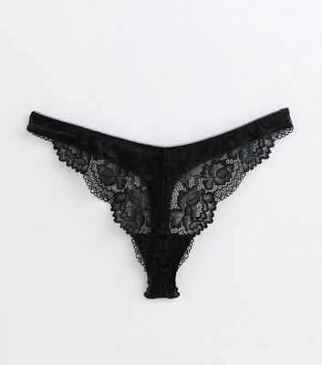 Black Lace Thong New Look