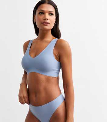 Blue Smooth Bonded Crop Top Bra 