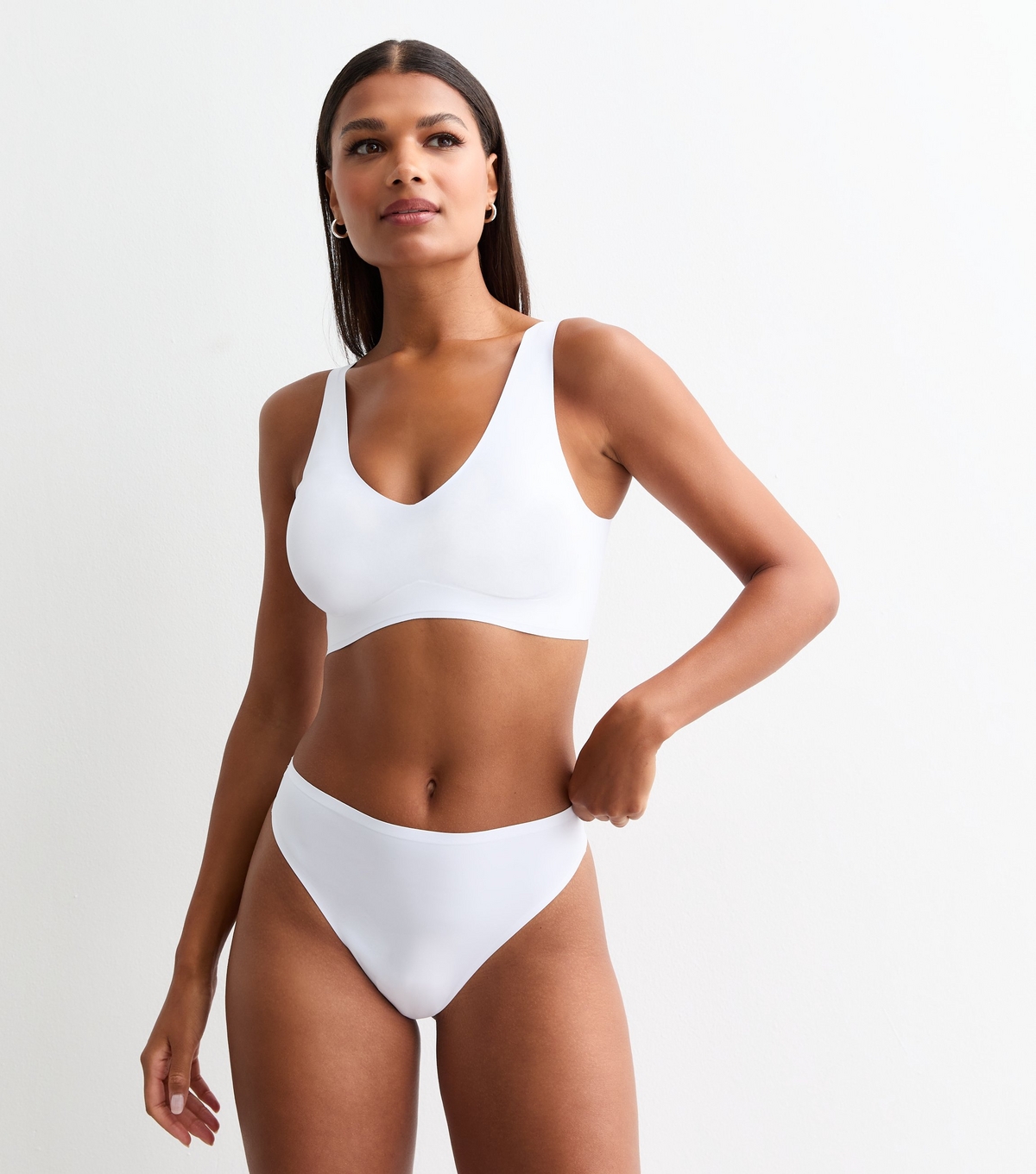 Women's White Smooth High Waisted High Leg Thong New Look