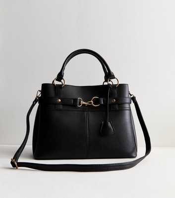 Black Triple-Compartment Cross-Body Bag