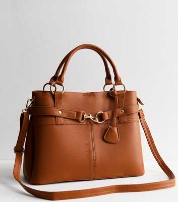 Tan Triple-Compartment Cross-Body Bag