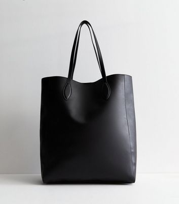 Simple black leather tote sale