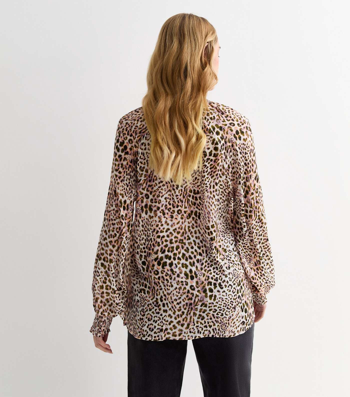 Gini London Off White Leopard Print Shirred Blouse Image 4