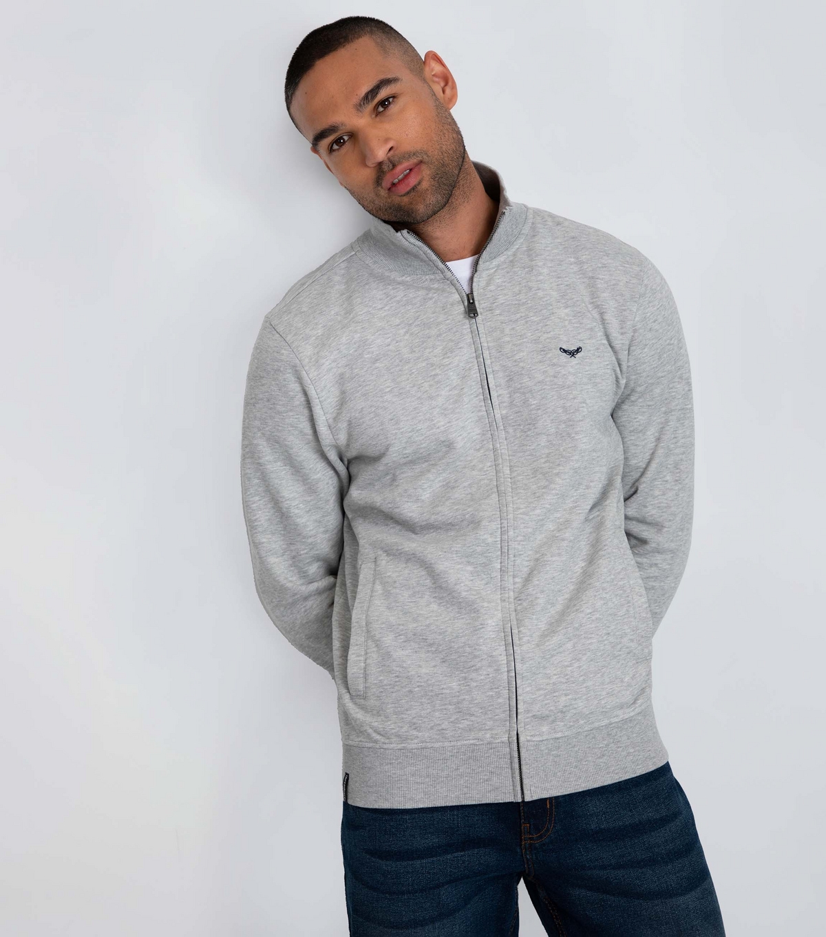 Men's Grey Regular Zip-Up Jumper Threadbare New Look