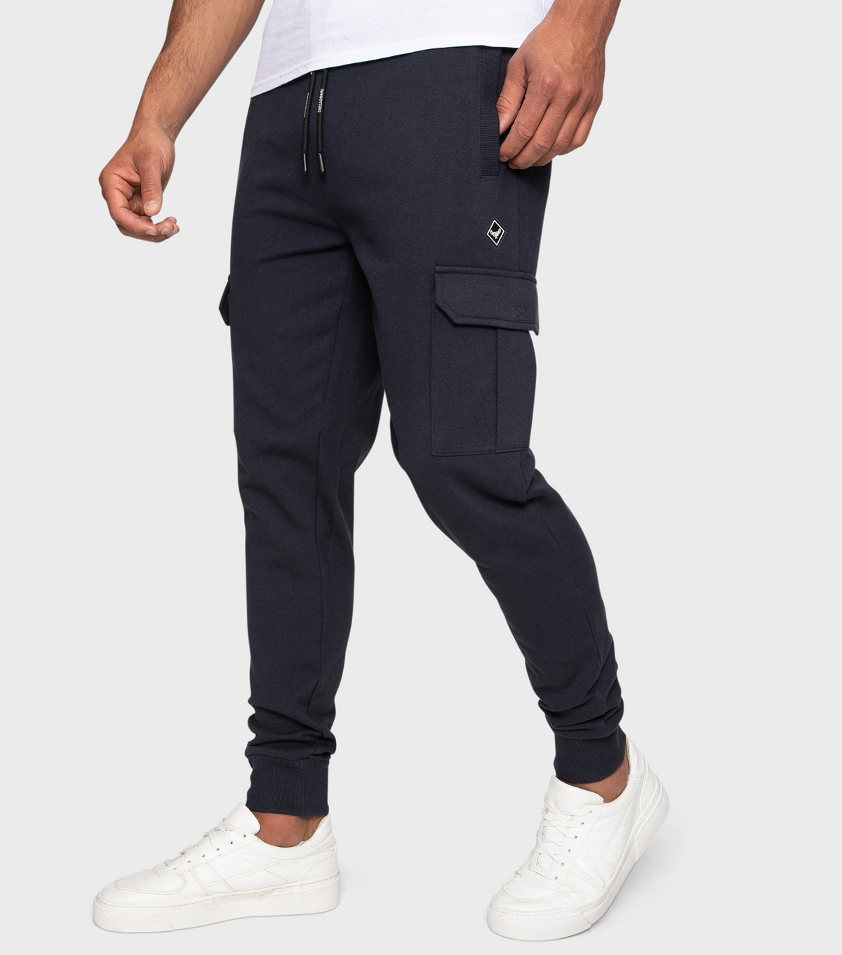 Men's Navy Cuffed Cargo Joggers Threadbare New Look