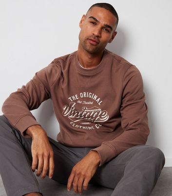 Threadbare Brown Vintage Logo Crew Neck Sweatshirt New Look