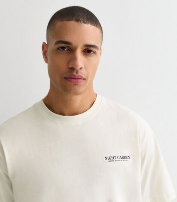 Men's Off White Cotton Night Garden Print Short Sleeve T-Shirt New Look