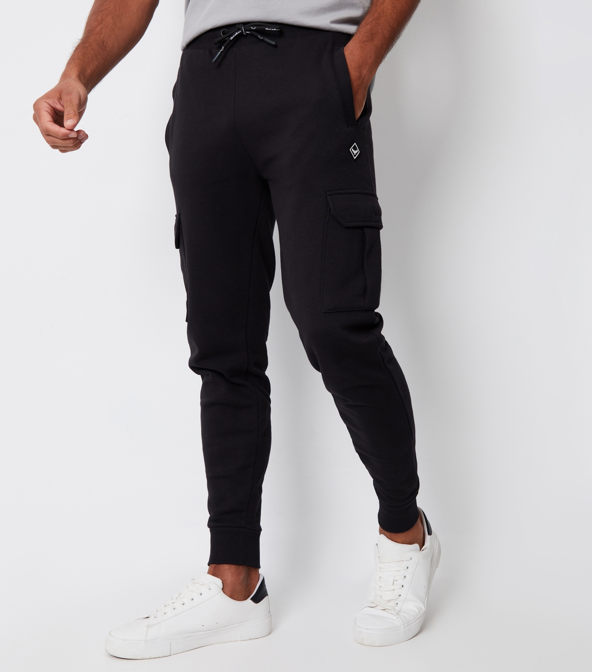 Men's Black Slim Cuffed Cargo Joggers Threadbare New Look