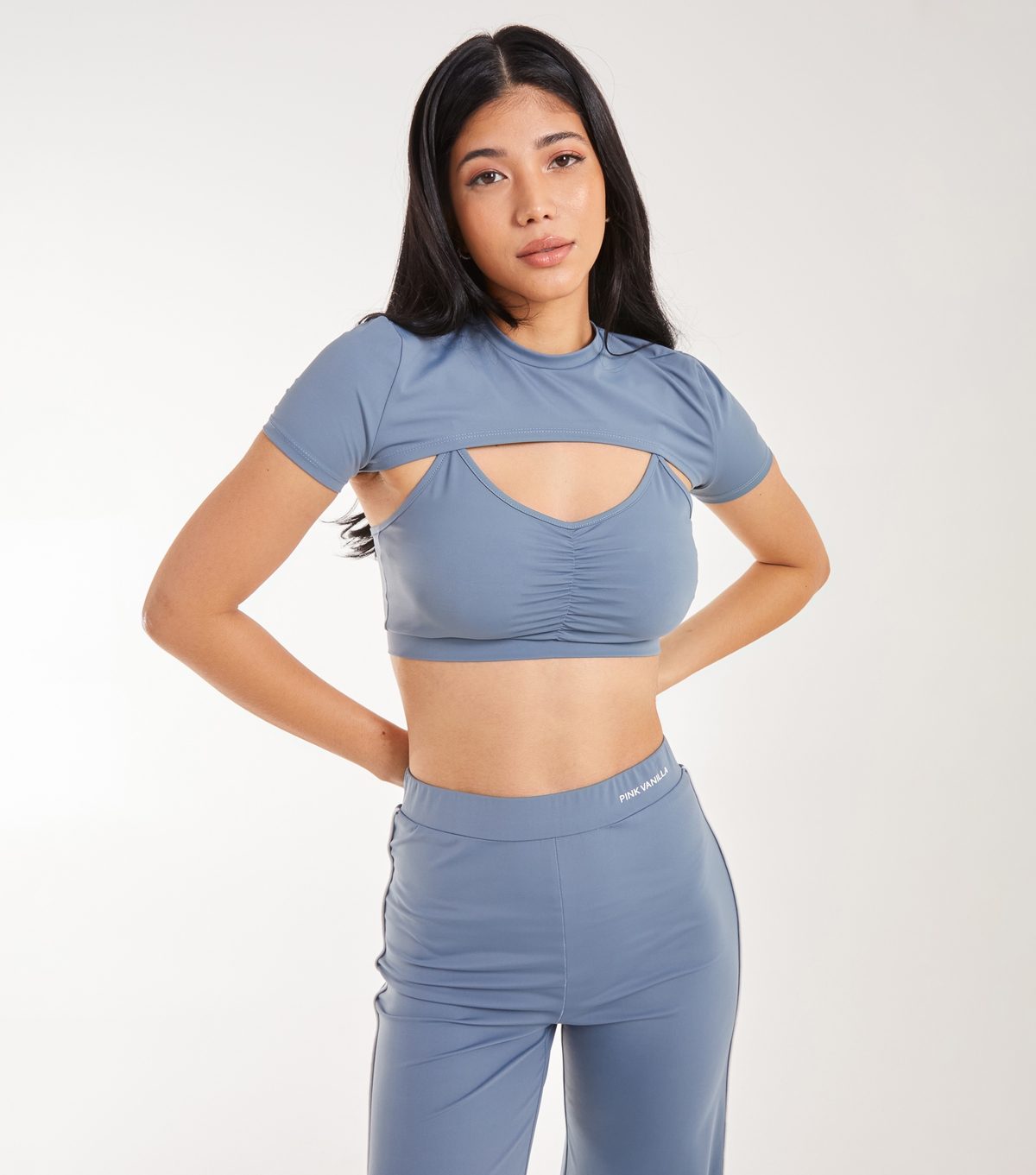 Women's Bright Blue Yoga Top Pink Vanilla New Look