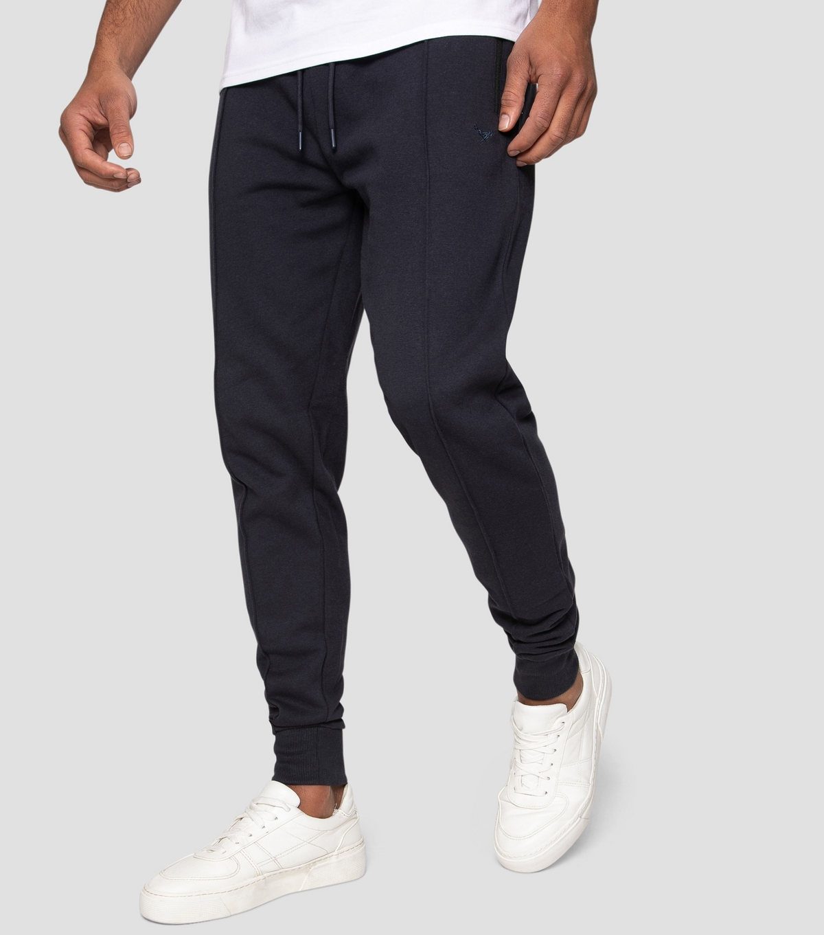 Men's Navy Slim Fleece Cuffed Joggers Threadbare New Look