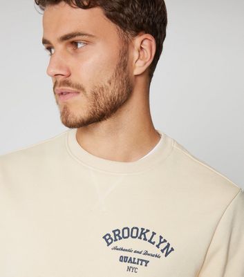 Threadbare Cream Brooklyn Logo Crew Neck Sweatshirt New Look