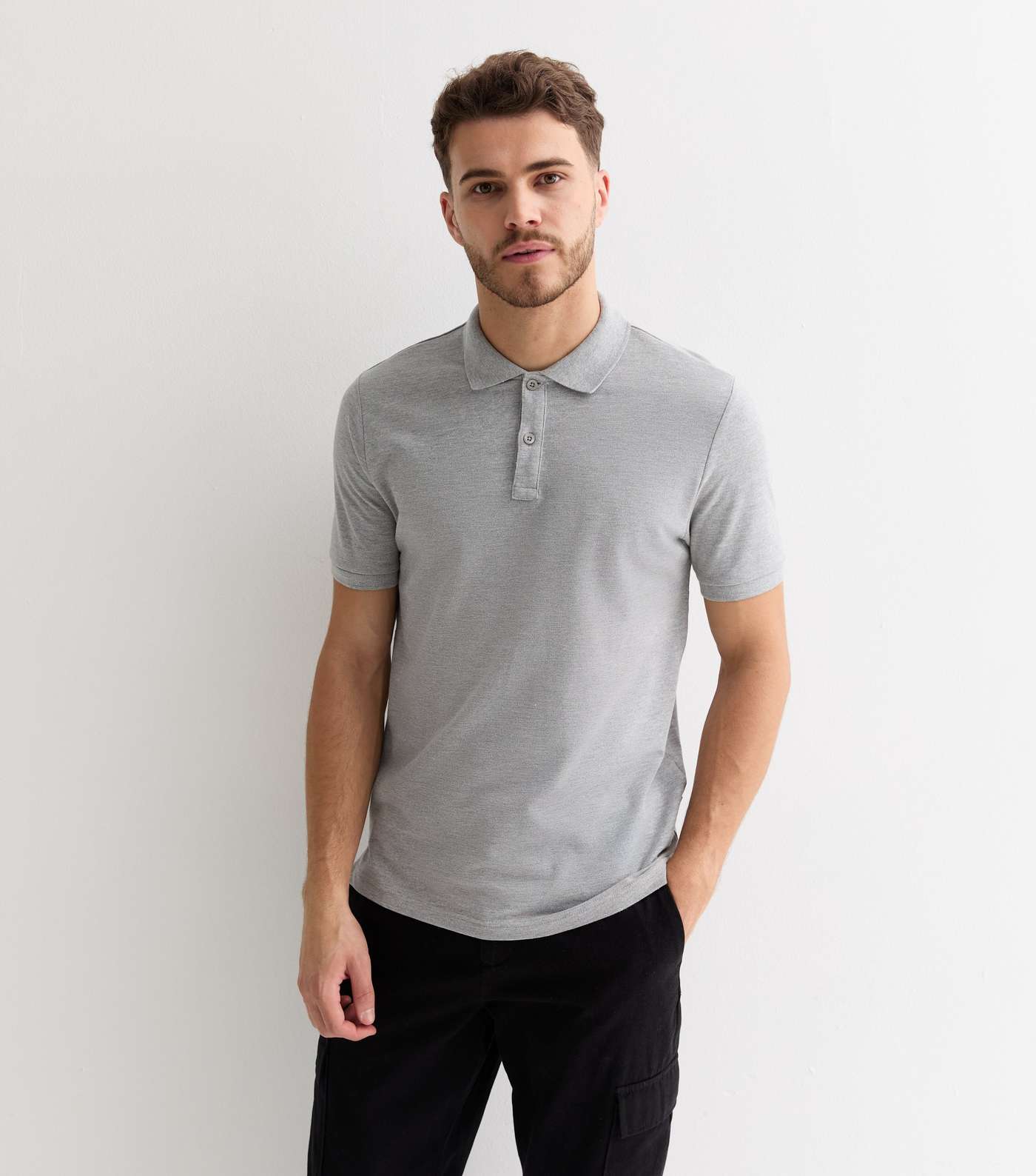 Only & Sons Pale Grey Slim Fit Polo Shirt Image 2