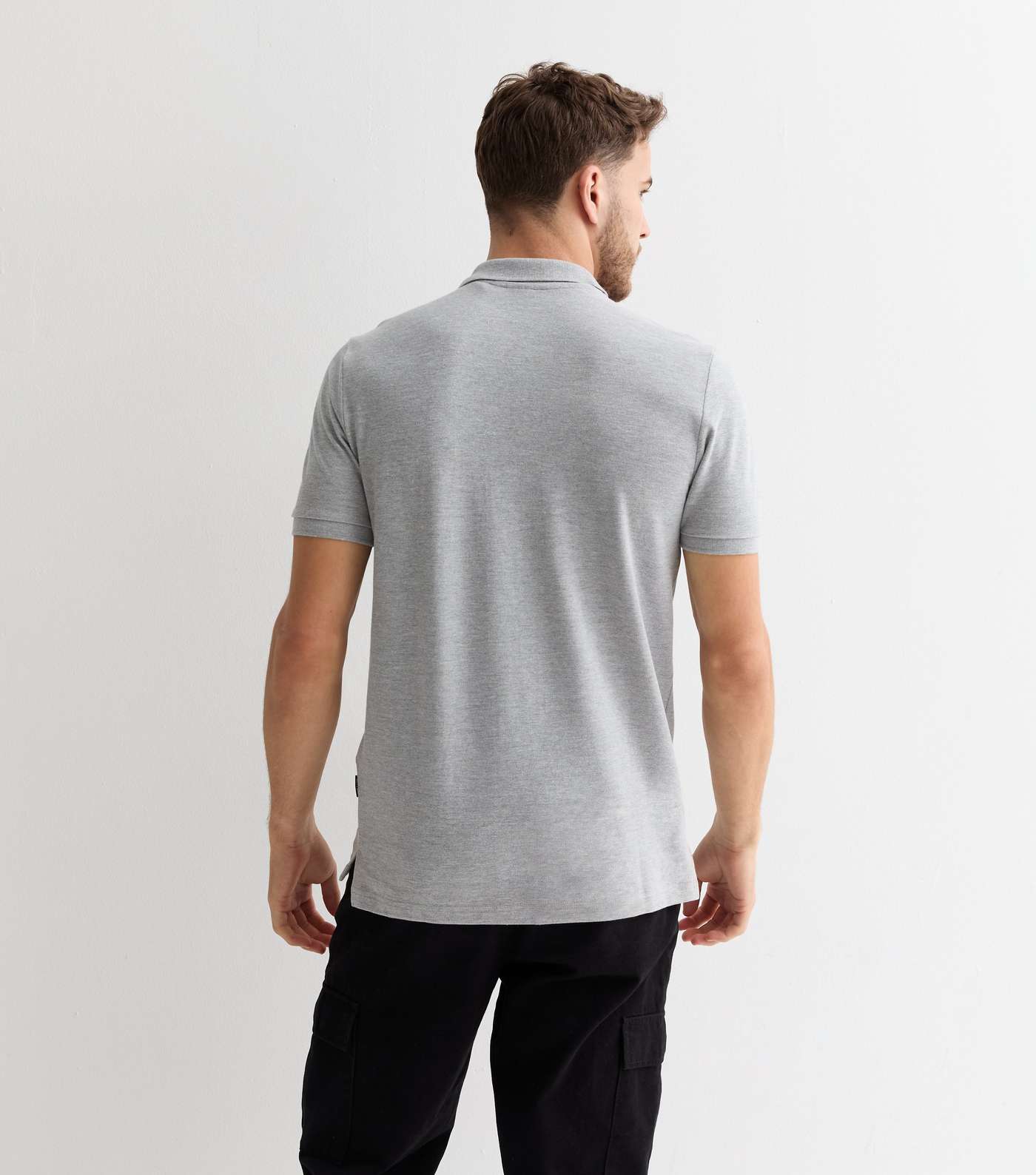 Only & Sons Pale Grey Slim Fit Polo Shirt Image 4