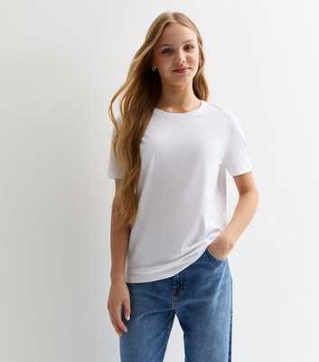 Girls White Cotton T-Shirt