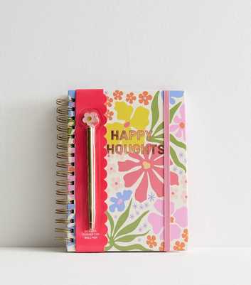 Multicoloured Happy Thoughts Journal and Pen