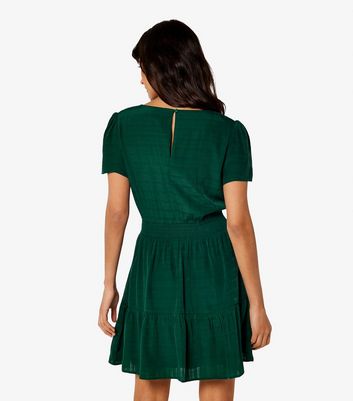 Apricot Dark Green Check Tiered Mini Dress New Look