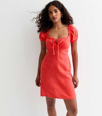 Petite Red Linen Blend Mini Dress
