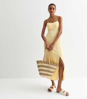 Tall Yellow Split Hem Midi Slip Dress