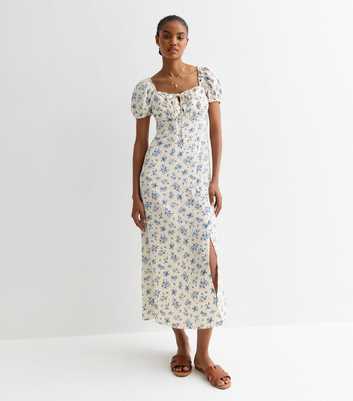 Tall White Floral Ditsy Print Split Hem Mini Dress