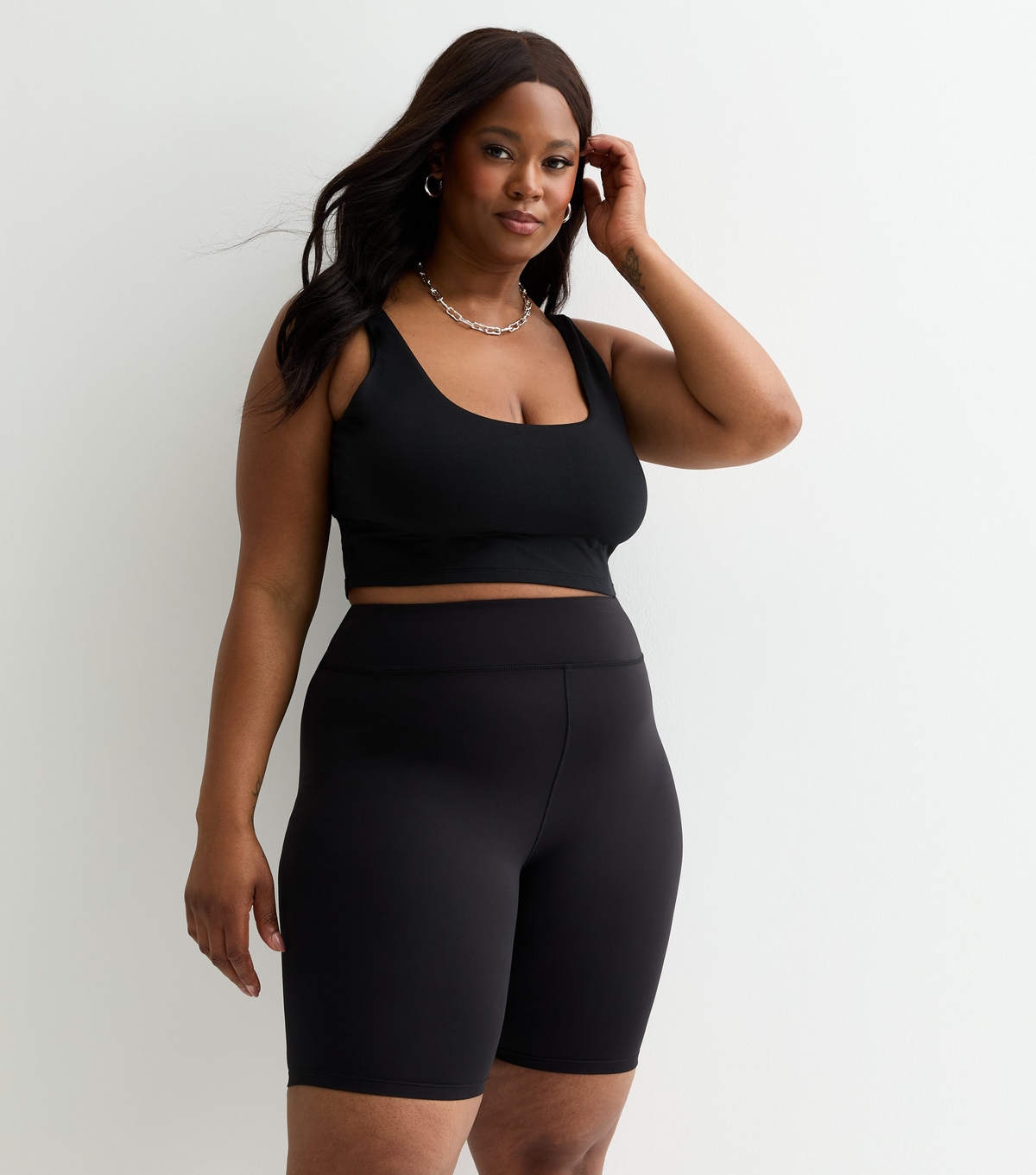 Women's Plus Size Black Contour Shorts Curves New Look