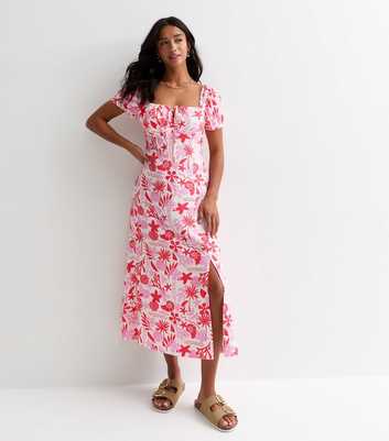 Petite Pink Floral Print Midi Dress