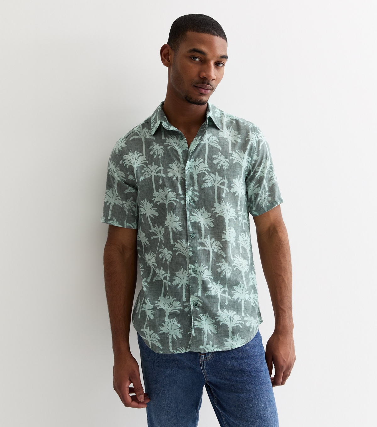 Men's Green Short Sleeve Shirt Only and Sons New Look