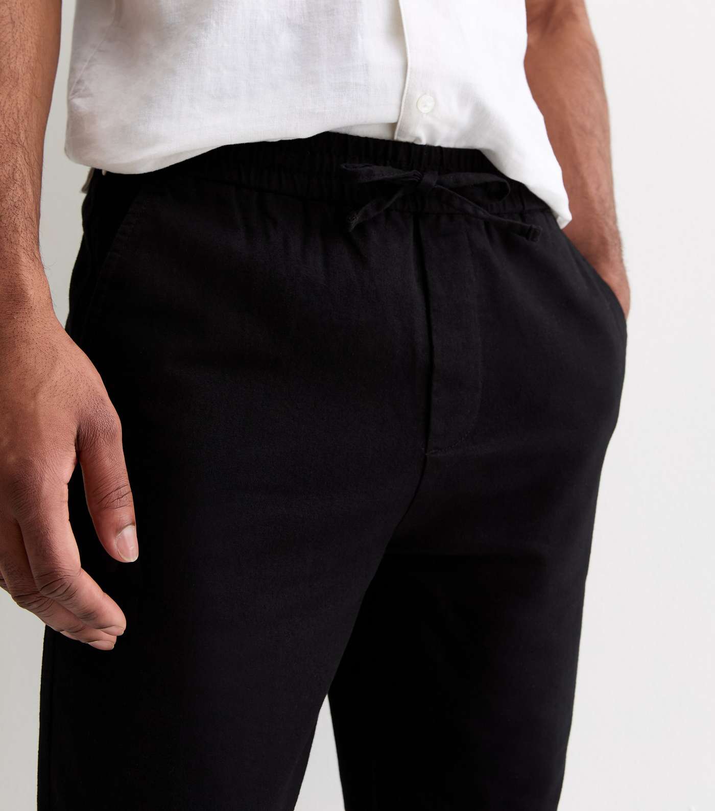 Only & Sons Black Cotton-Linen Blend Trousers Image 2