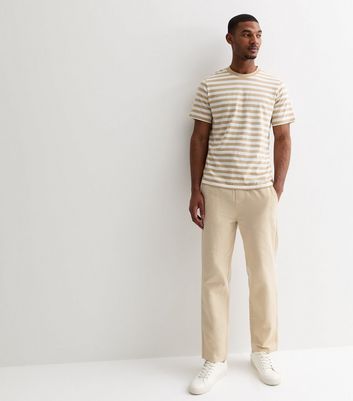 Only Sons Stone Relaxed Cotton Linen Blend Trousers