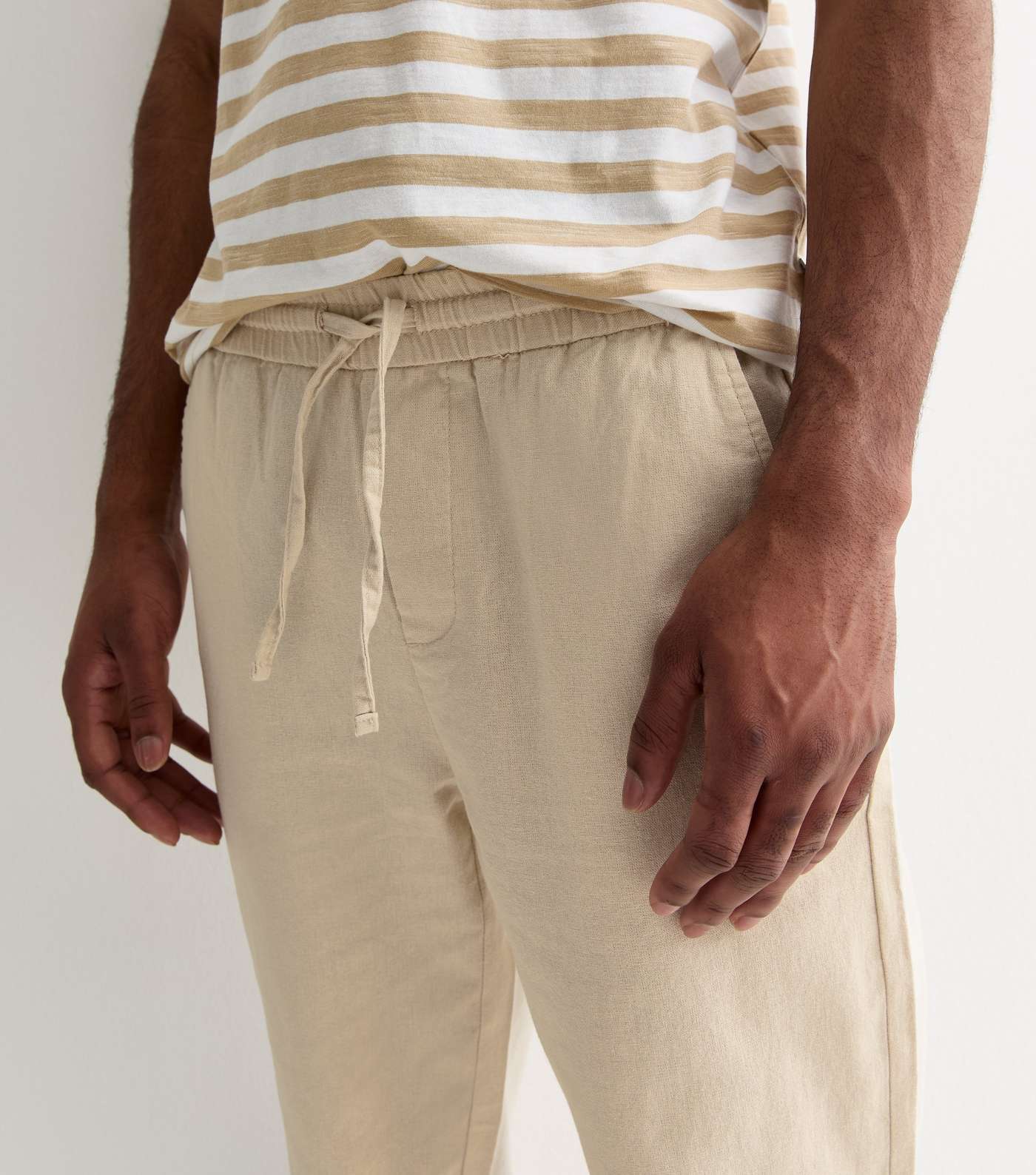 Only & Sons Stone Cotton-Linen Blend Trousers Image 2