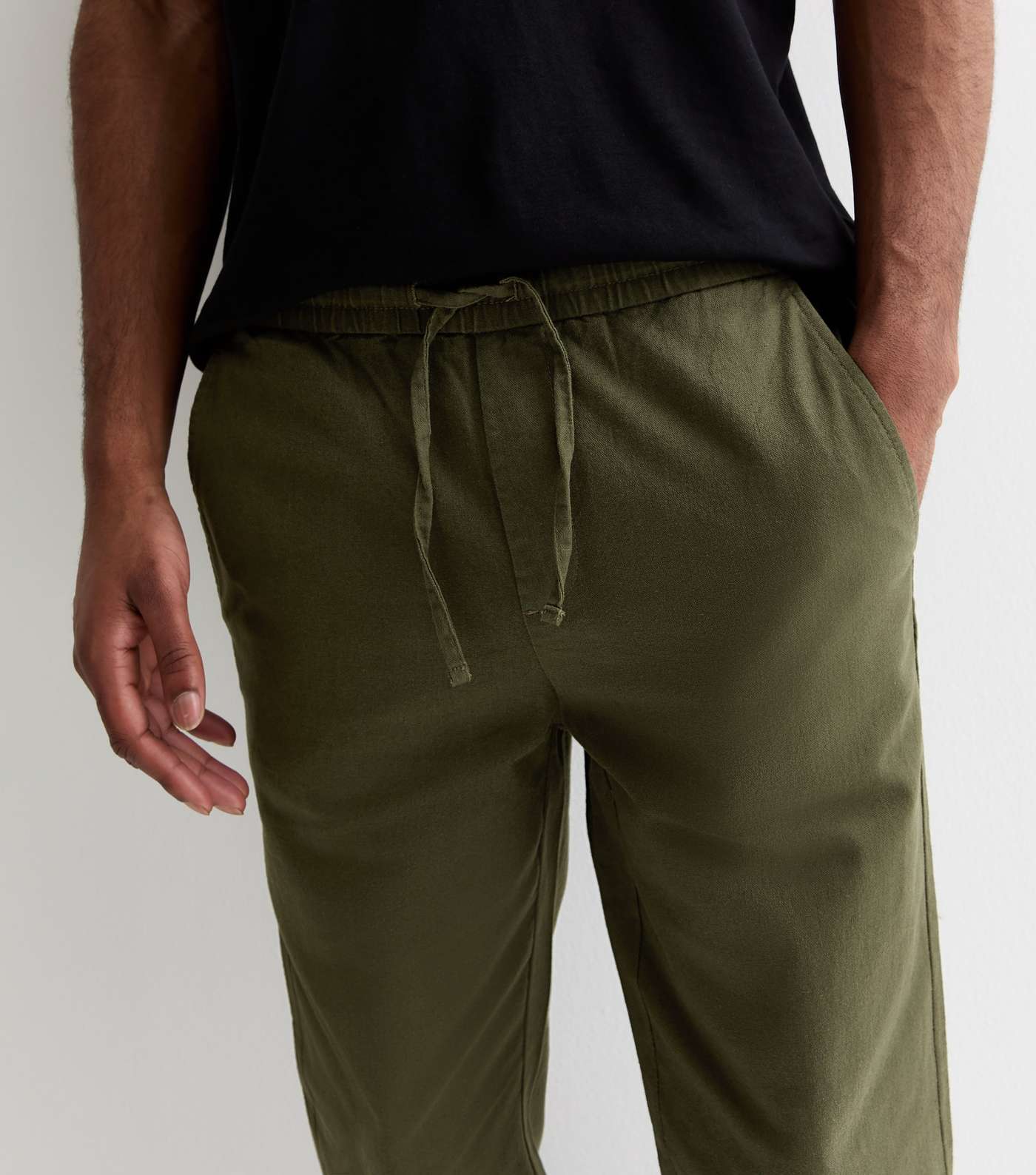 Only & Sons Green Cotton-Linen Blend Trousers Image 2