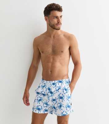 Only & Sons Blue Crab-Pattern Swim Shorts 