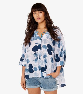 Apricot Blue Abstract Print 3/4 Sleeve Top New Look
