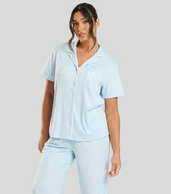 Loungeable Blue Short Sleeve Top and Trousers Pyjama Set