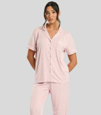Loungeable Pink Short Sleeve Top and Trousers Pyjama Set