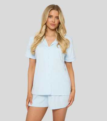 Loungeable Blue Short Sleeve Top and Shorts Pyjama Set